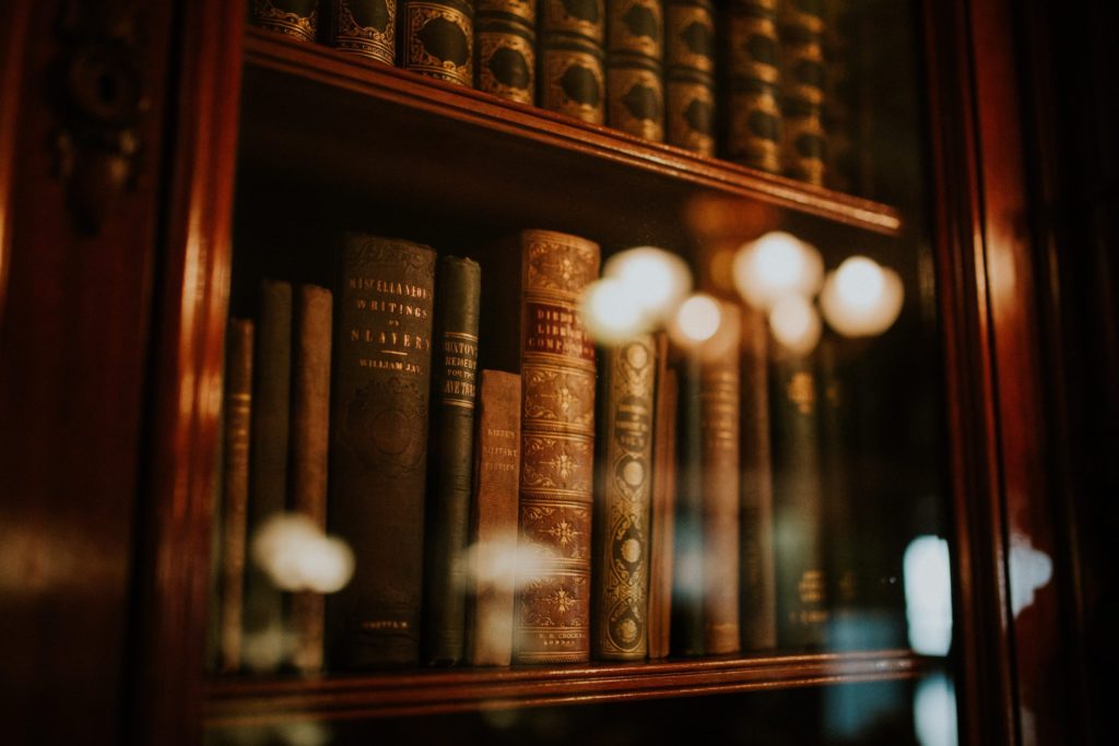 row of books on a shelf