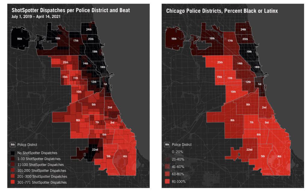 Shotspotter Dispatches, Chicago Police Districts